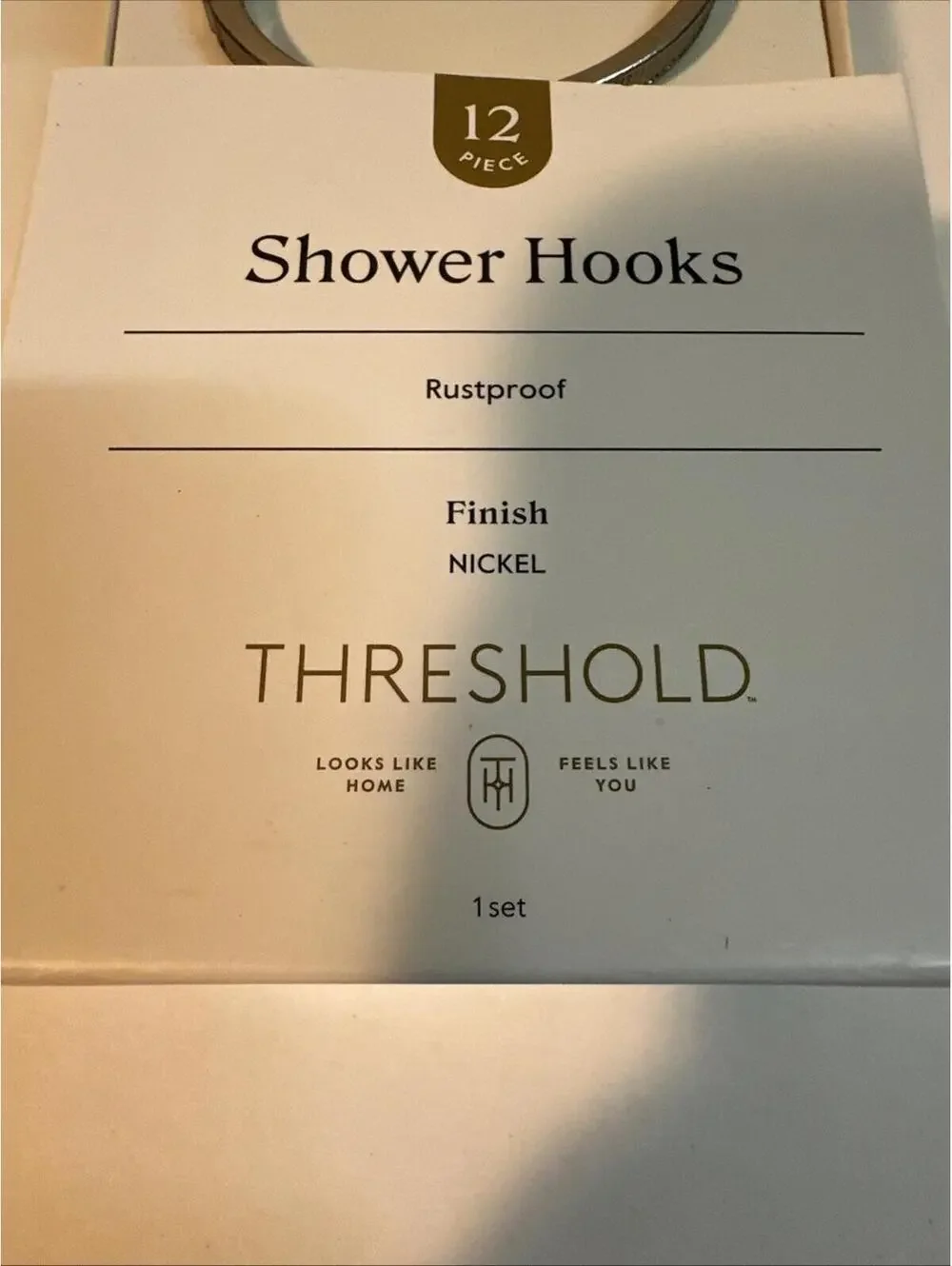 Threshold Rust-Proof Oval Shower Rings/Hooks Set of 12 - Nickel Finish - NEW